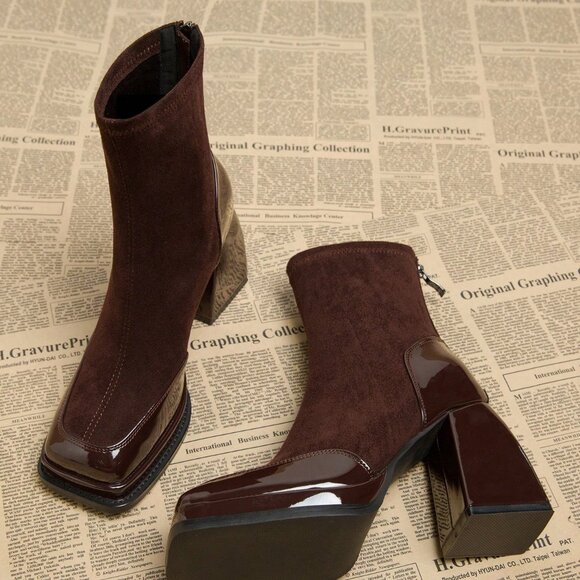 Burgundy Elegant Women´s Waterproof Platform High Heel...